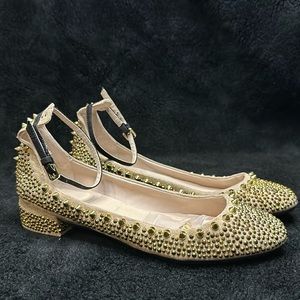EUC RARE! ZARA Cruise Collection gold studded ballerina flats. Size 37= 6.5 US